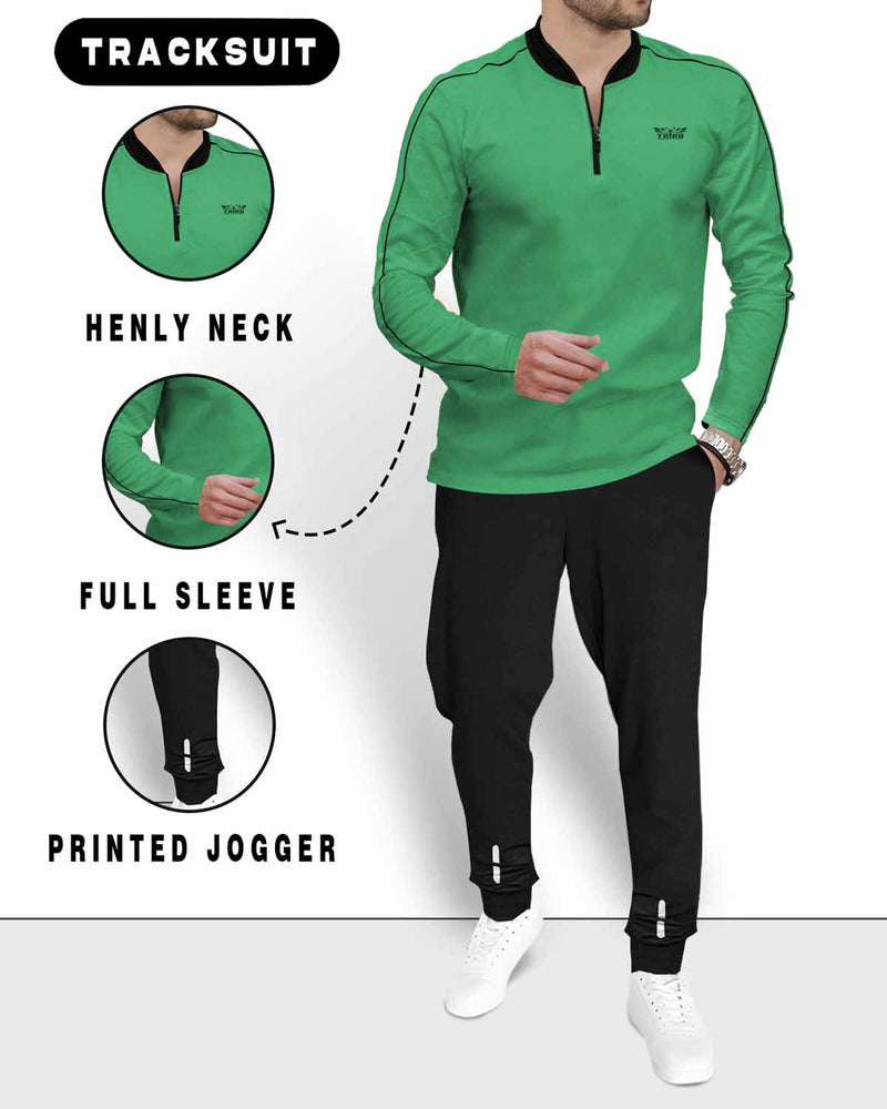 TRACKSUIT SET - PALE GREEN FULL T-SHIRT & BLACK JOGGER