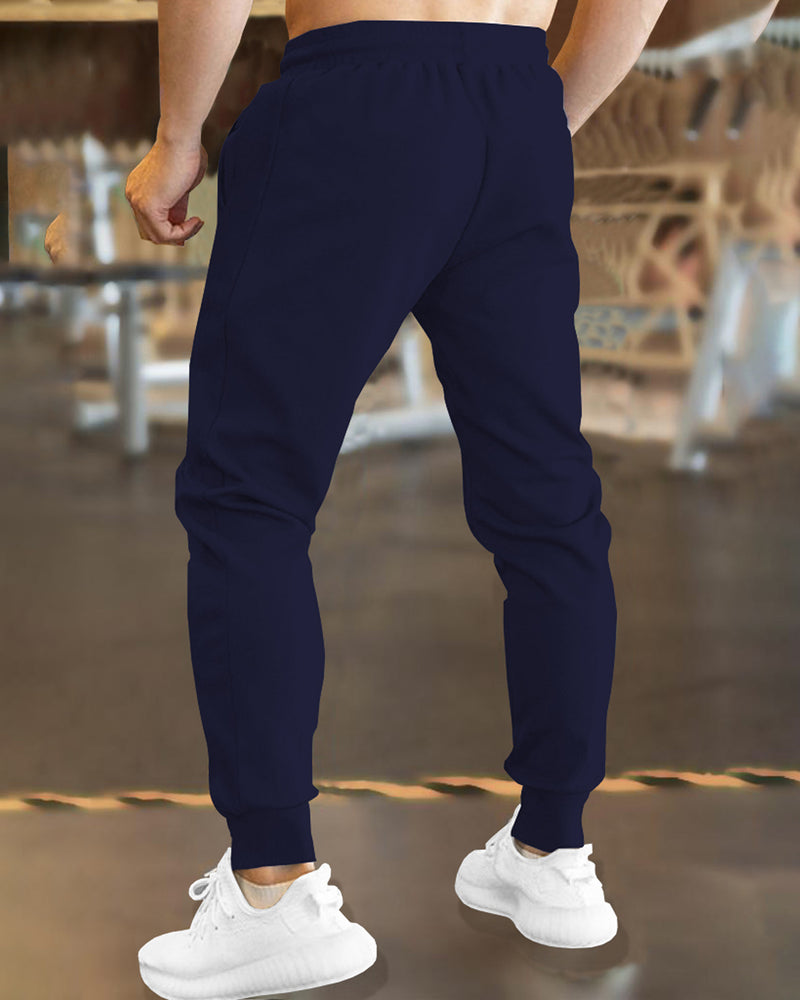 Men Navy Blue TrackPant with Cuffed Ankles