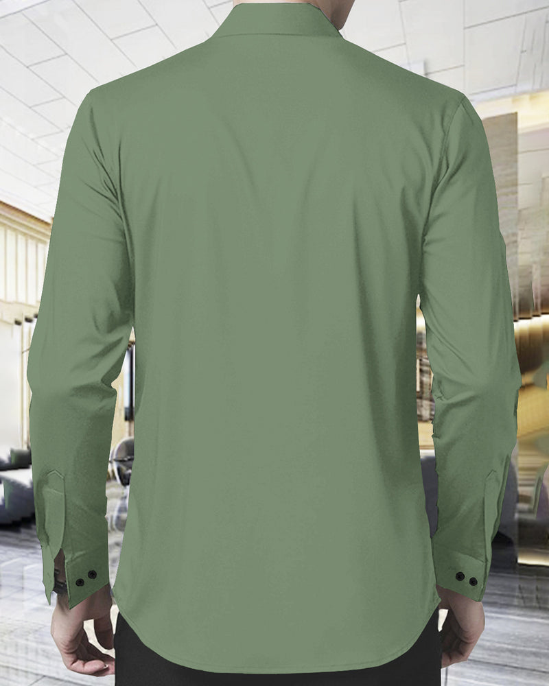 MEN PLAIN DARK GREEN FULL HAND SHIRT