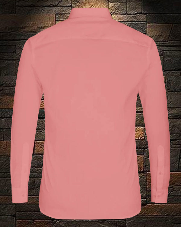 MEN PLAIN SEA PINK WITH BLUE CONTRAST FULL HAND SHIRT