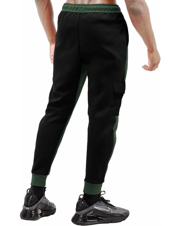 Men Cargo Track Pant Black / Olive Green