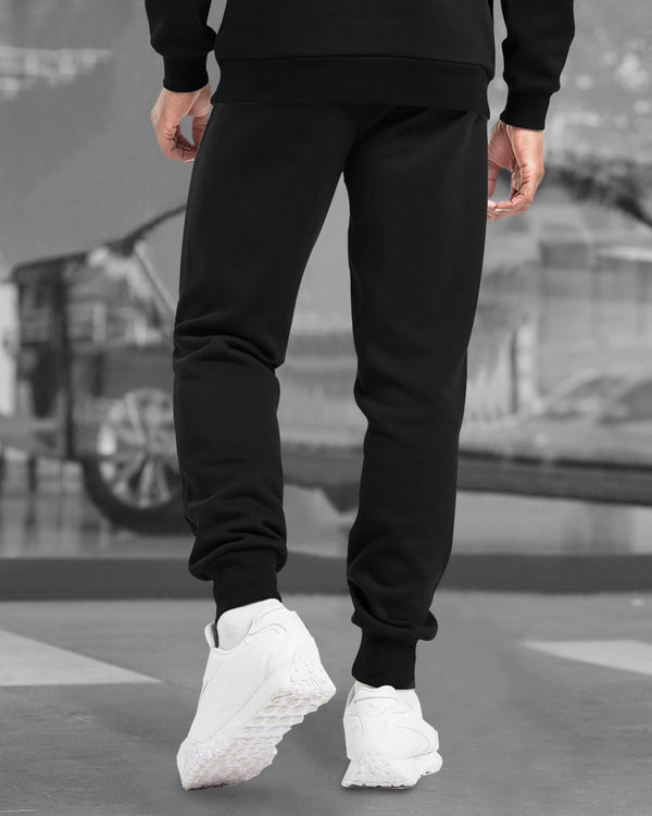 Men Black Drawstring Cotton Printed Jogger TrackPant