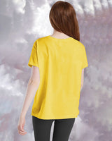 Girls Yellow Graphic Printed Round Neck Half Sleeve T-Shirt