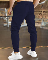 Men Navy Blue Feather TrackPant with Cuffed Ankles