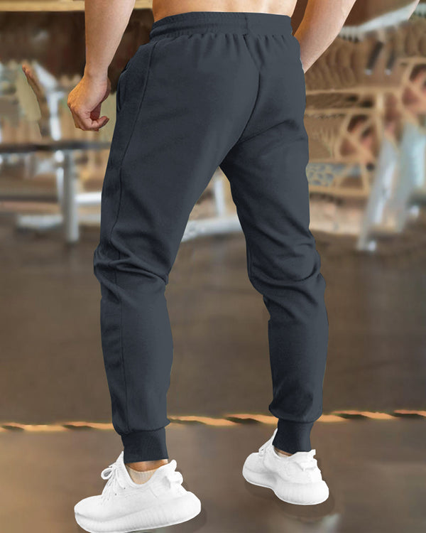 Men Charcoal Black Cuffed Ankle Trackpant