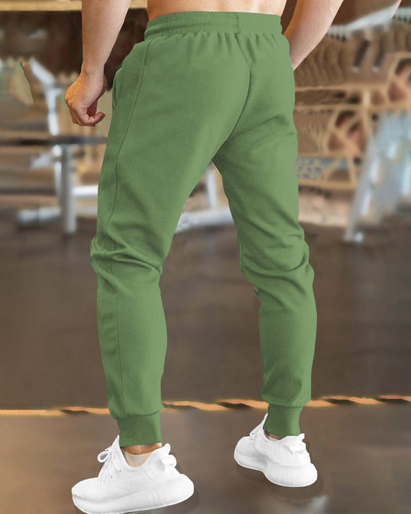 Men Pale Green TrackPant with Cuffed Ankles