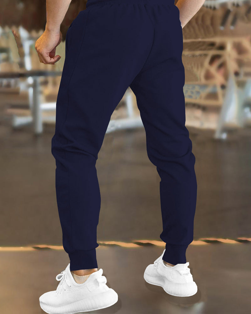 Men Navyblue Cuffed Track Pant