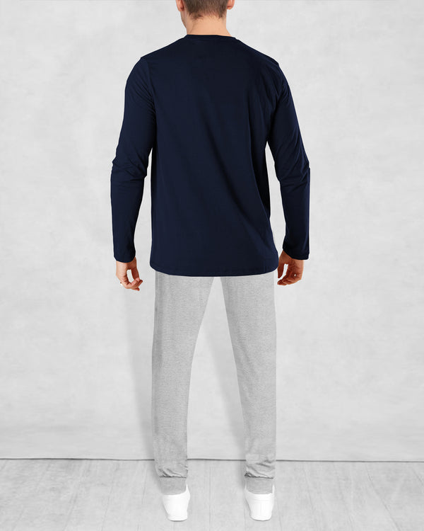 ( Navyblue & Grey Tracksuit ) Full Sleeve V-neck T-shirt with Jogger Pant