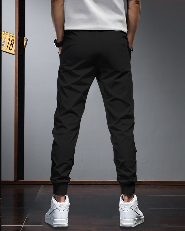 Men Solid Black Cuffed Ankles TrackPant Jogger