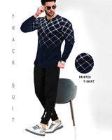 TRACKSUIT SET - NAVY BLUE FULL T-SHIRT & BLACK JOGGER