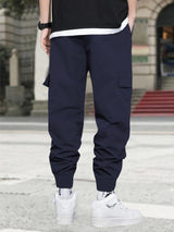 Men Marshmallow Design Navy Blue Cargo Pant