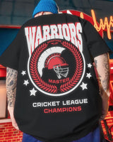 Men Oversized Warriors Back Printed T-shirt