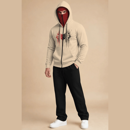 Tracksuit Mask Hooded Jackets And Plain Baggy Trackpants