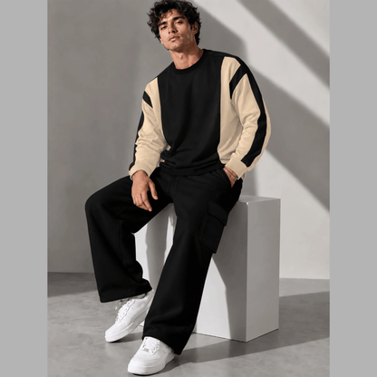Tracksuit Round Neck Sweatshirts And Plain Cargo Trackpants