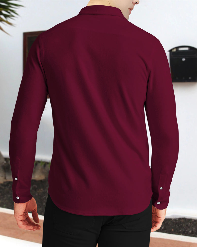 Men Printed Casual Maroon Shirt