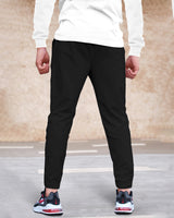 Men Black Graphic Print Regular Track Pant