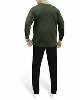 Tracksuit | Full Sleeve Olive Green Colorblock T-shirt | Black Trackpant