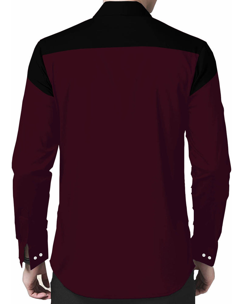 MEN FULL HAND BLACK-MAROON SHIRT