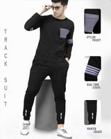 TRACKSUIT - MEN FULL SLEEVE T-SHIRT BLACK | BLACK TRACKPANT