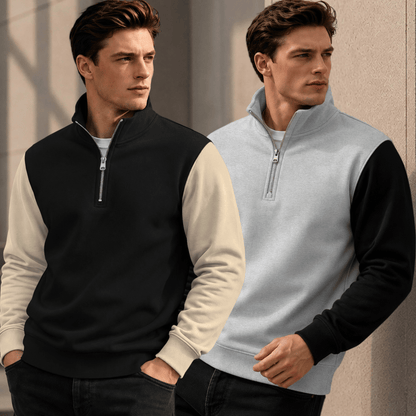Men Dual Color High Neck Sweatshirts