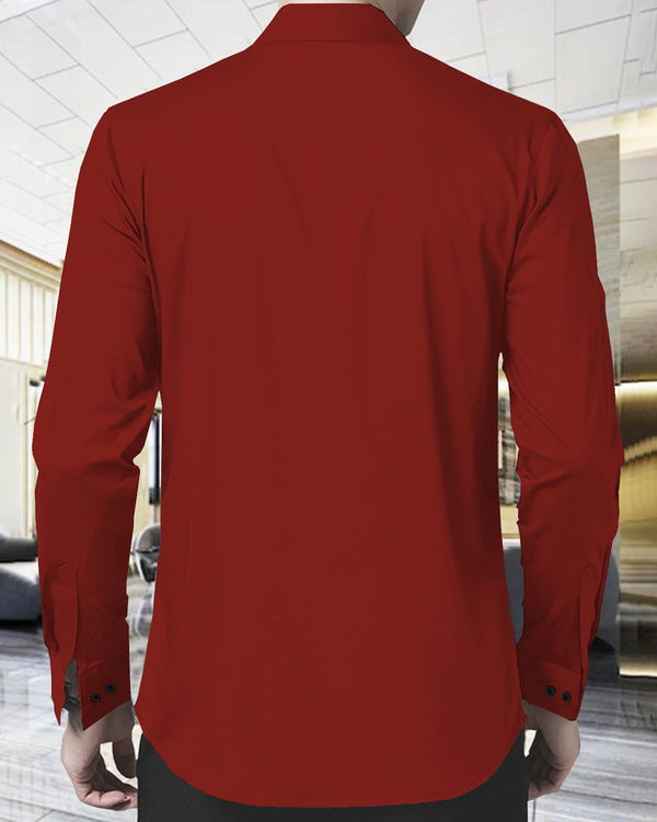 MEN PLAIN RED FULL HAND SHIRT