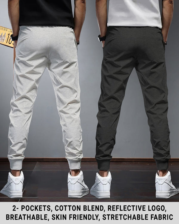 Men Sports Trackpants Combo |Grey & Charcoal Black (Pack of 2)