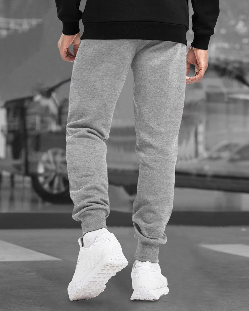 Men Grey Drawstring Cotton Graphic Printed Jogger TrackPant