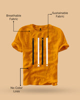 Men Yellow Line Printed Round Neck T-shirt