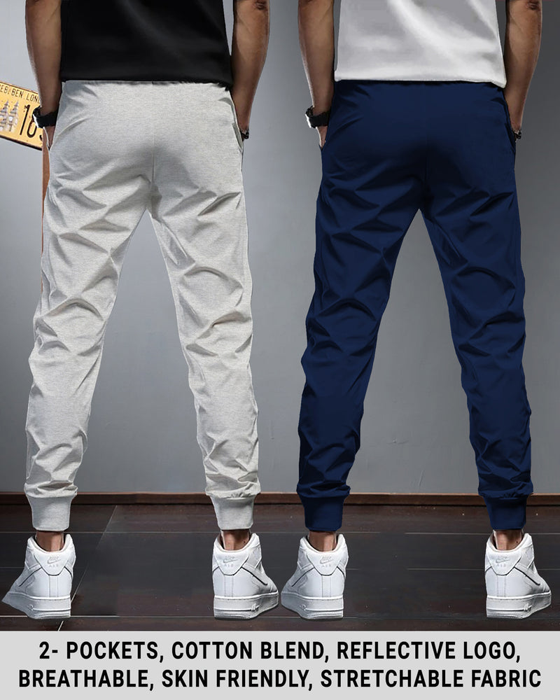 Men Sports Trackpants Combo |Grey & Navy blue (Pack of 2)