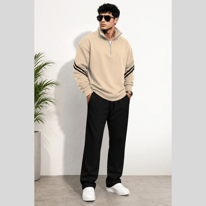Tracksuit High Neck Sweatshirts And Plain Baggy Trackpants