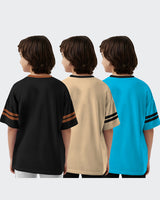 Kids T-Shirt COMBO 3 | Black-Beige-Skyblue Oversized T-shirts