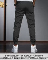 Men Charcoal Black Cuffed Ankles TrackPant