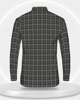 MEN BLACK CHECKED FULL HAND SHIRT