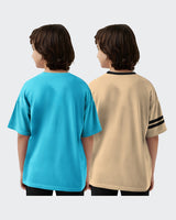Kids T-Shirt Combo - Skyblue-Beige T-Shirts (Pack of 2)
