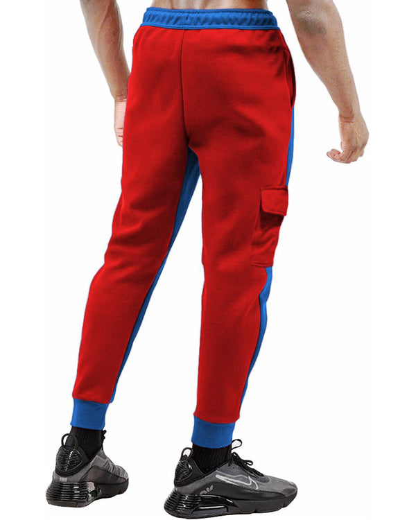 Men RoyalBlue Red Cuff Ankle Cargo Jogger Pant