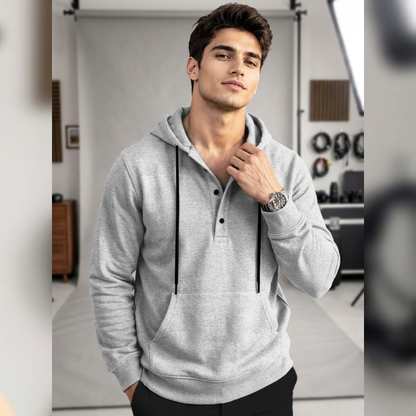 Men Solid Color Winter Hooded Neck Sweatshirts