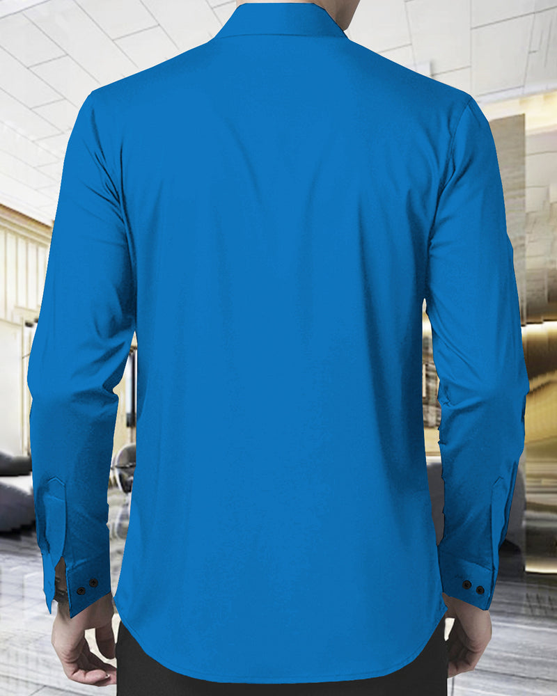 MEN PLAIN ROYAL BLUE FULL HAND SHIRT