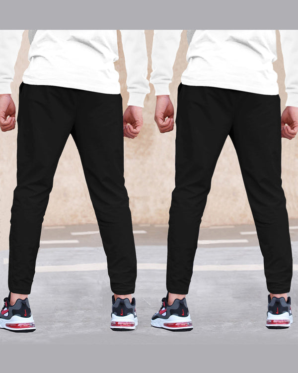 Men Cotton Designer Black TrackPants Combo (Pack of 2)