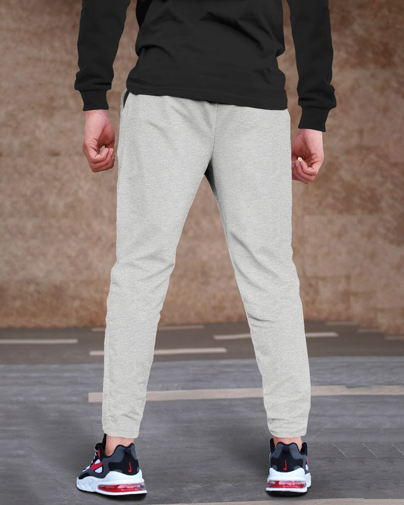 Men Light Grey Graphic Print Regular Track Pant