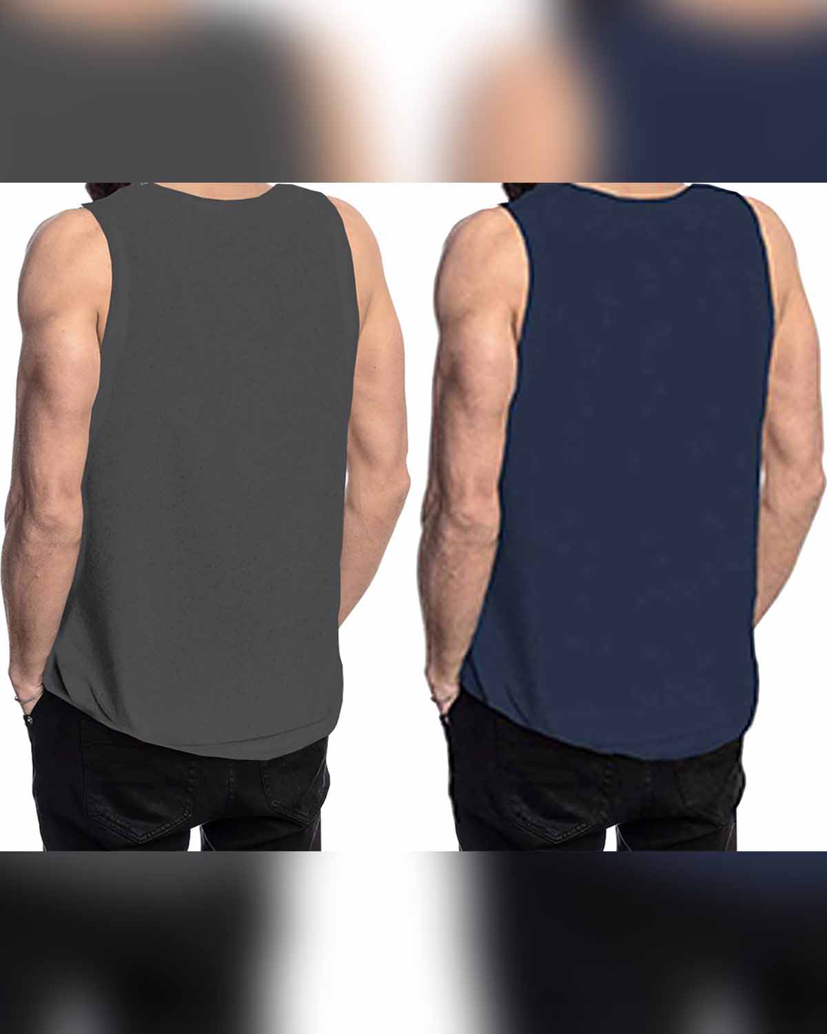 (Pack of 2) Men Believer Printed Vest / Grey & Navyblue