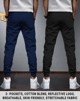 Men Sports Trackpants Combo | Navyblue & Black (Pack of 2)