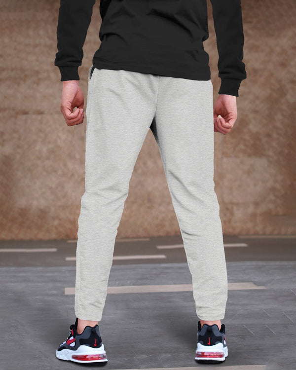 Men Light Grey Graphic Printed Cotton Jogger Trackpant