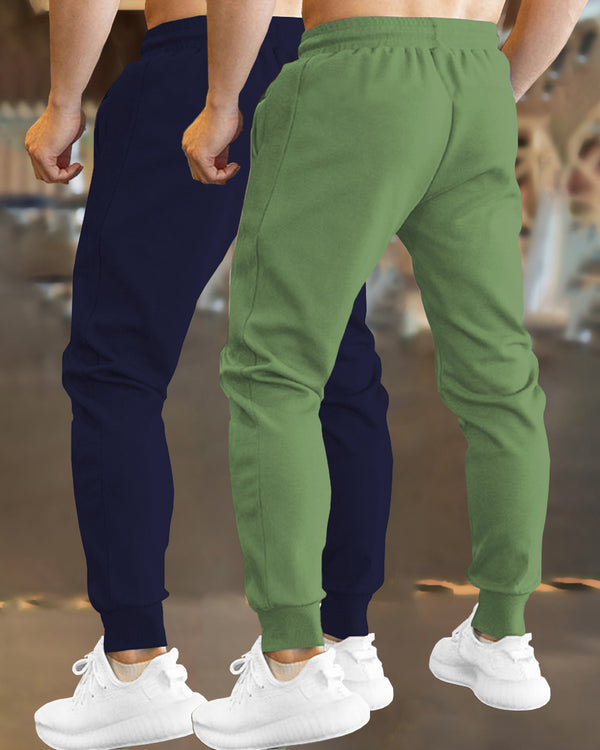 Men Trackpant Combo (Pack Of 2) - Navy Blue & Pale Green Trackpants