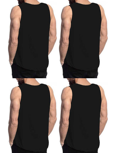 (Pack Of 4) Mens Printed Vest / Black
