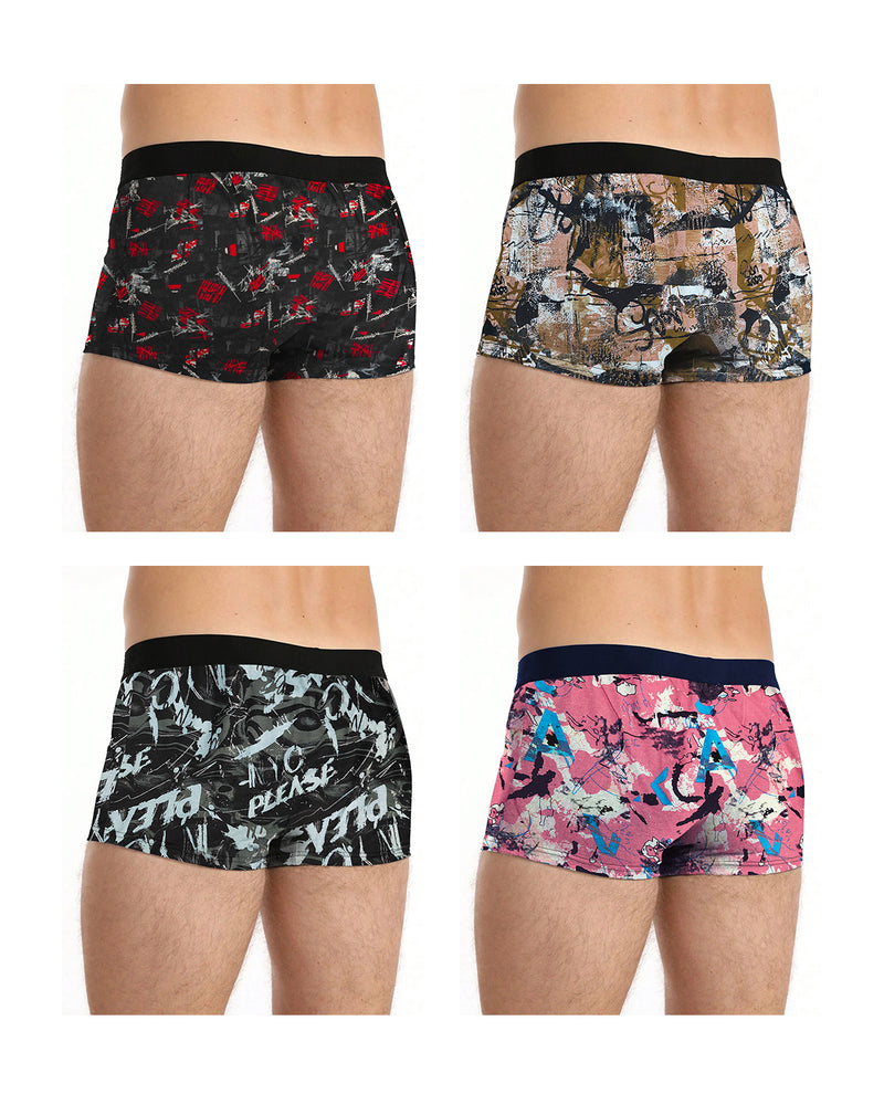 (Pack Of 4) Mens Printed Trunks / 5 Variants