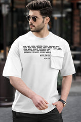 Men Printed Round Neck Cotton Blend White T-Shirt