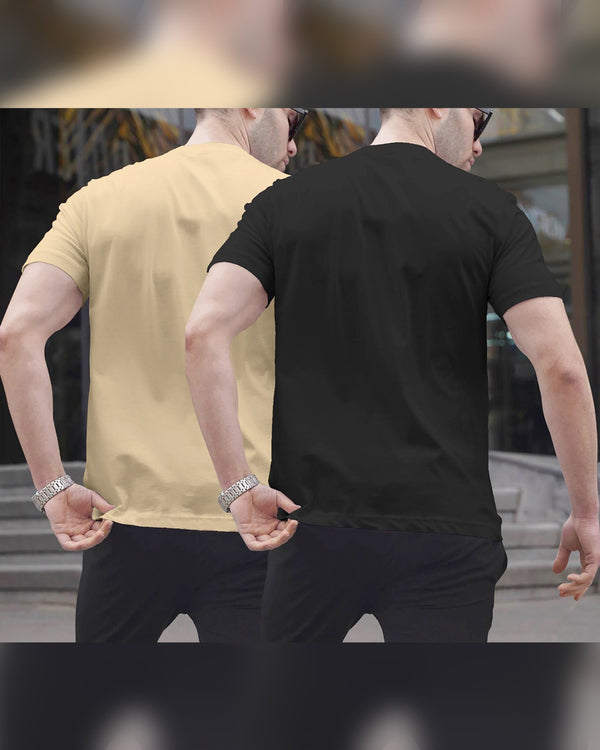 Pack of 2 Men Printed Round Neck Cotton Blend Multicolor T-Shirt