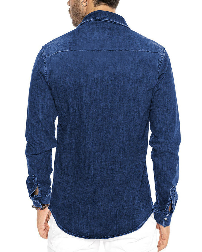 Buy Wholesale Lukkari Men Blue Slim Fit Faded Casual Denim Shirt