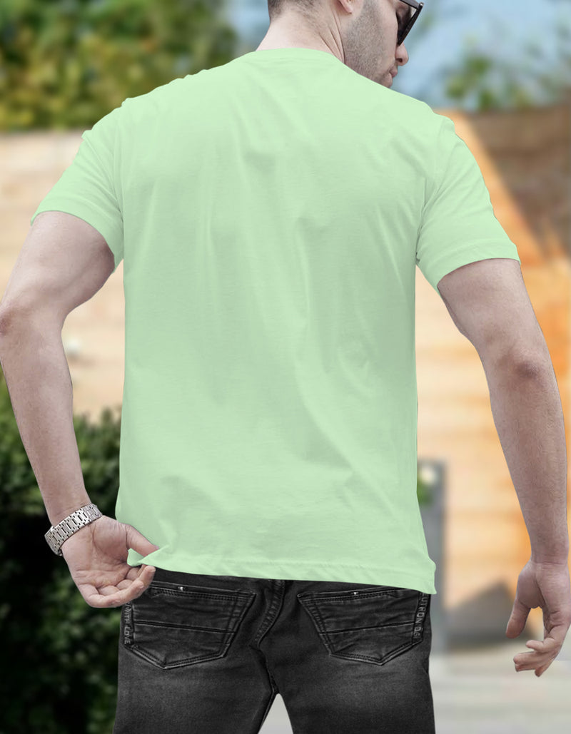 Men Printed Henley Neck Cotton Blend Green T-Shirt