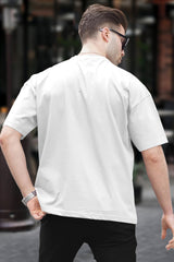 Men Printed Round Neck Cotton Blend White T-Shirt